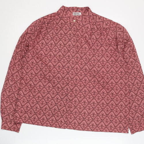 Eastex Women's Pink Geometric Long Sleeve Blouse Size 16