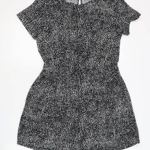 Zara Women's Black Animal Print Playsuit Size L