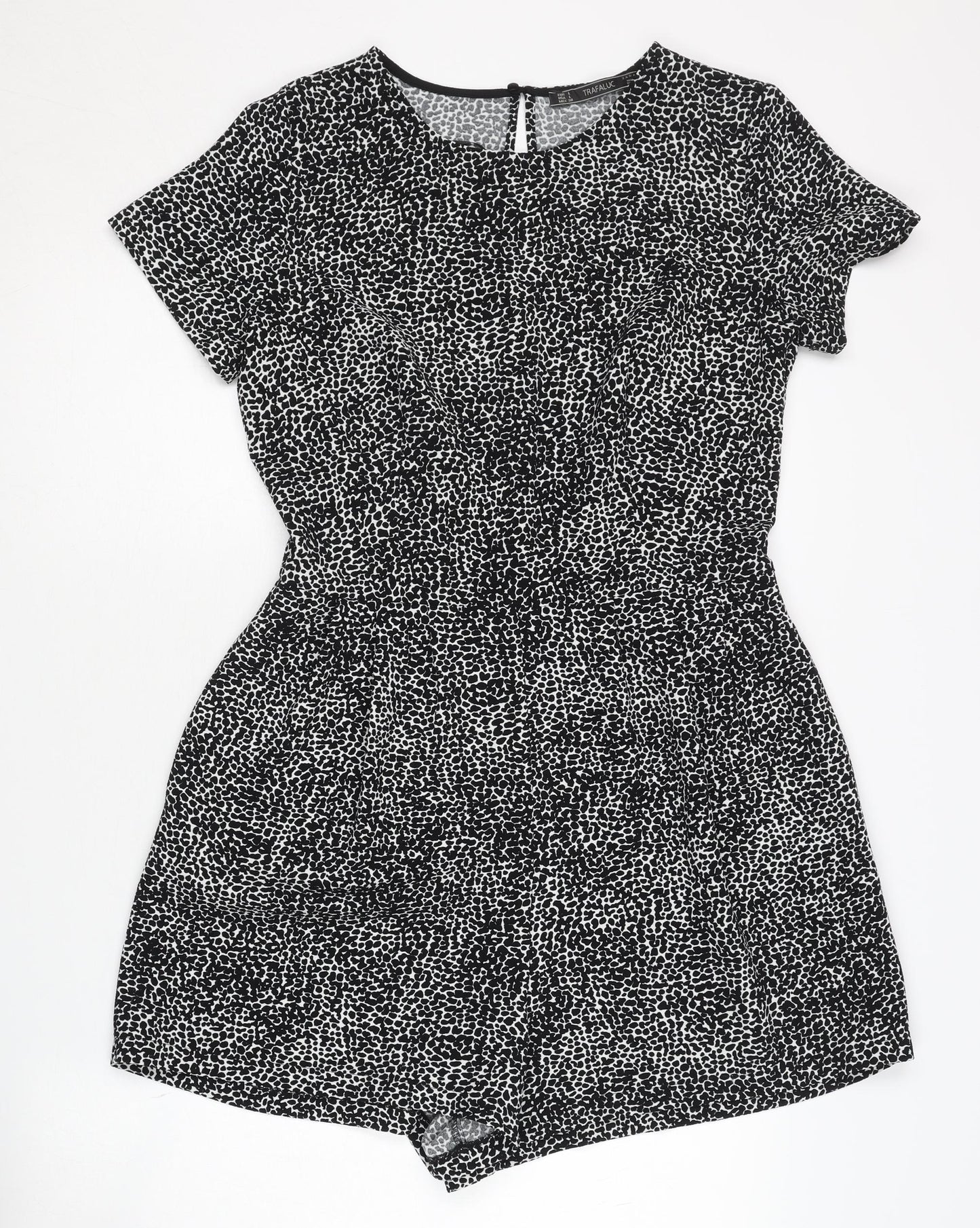 Zara Women's Black Animal Print Playsuit Size L