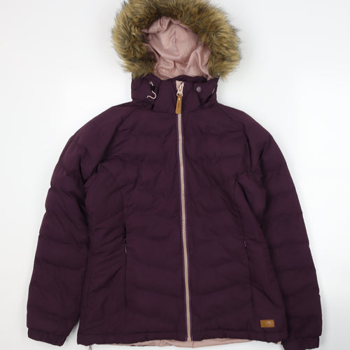 Trespass Women's Purple Puffer Jacket M Hooded Winter