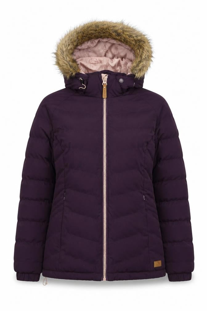 Front view of Trespass Women's Purple Puffer Jacket M Hooded Winter