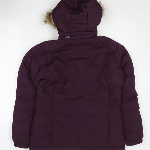 Trespass Women's Purple Puffer Jacket M Hooded Winter