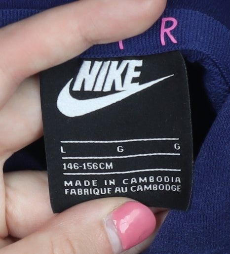 Nike Girls Blue Pullover Hoodie - Size 11-12 Years