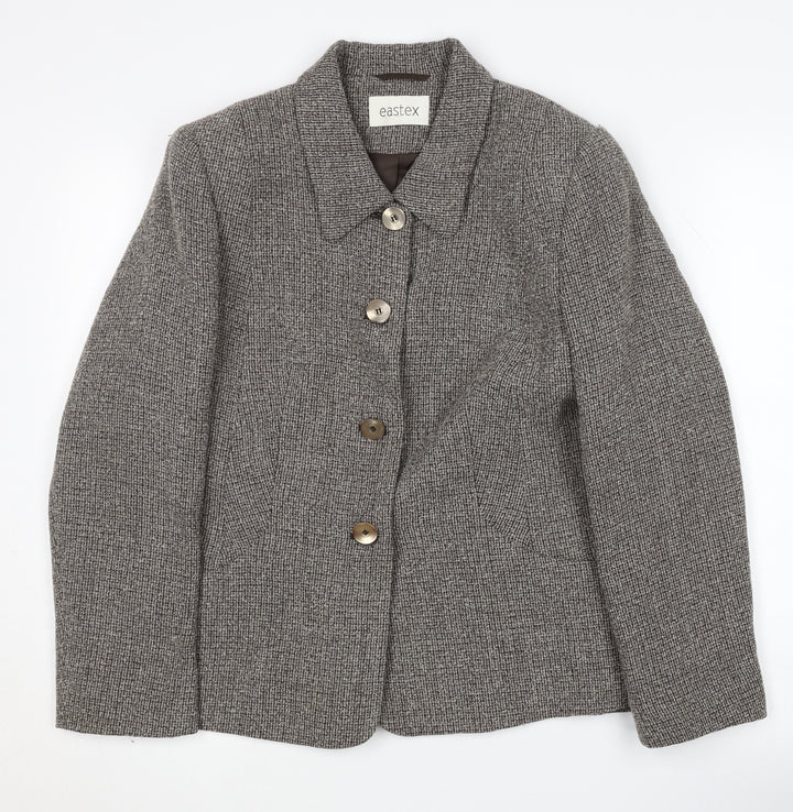 Eastex Women's Grey Suit Jacket Size 12 Classic Wool Blend