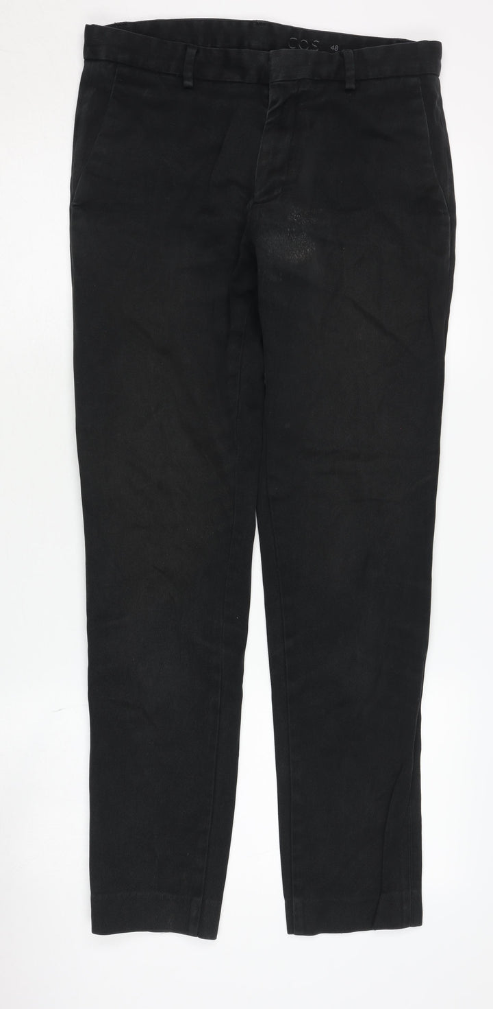 COS Men's Black Straight Trousers Cotton