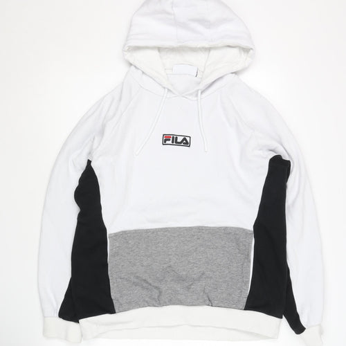 Fila Men's White Pull-over Hoodie - Medium