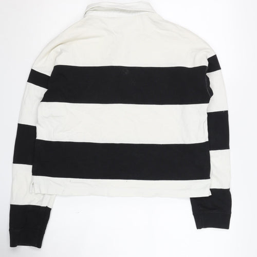 Champion Women's Black & White Striped Henley, Size L