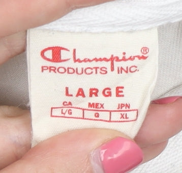 Champion Women's Black & White Striped Henley, Size L