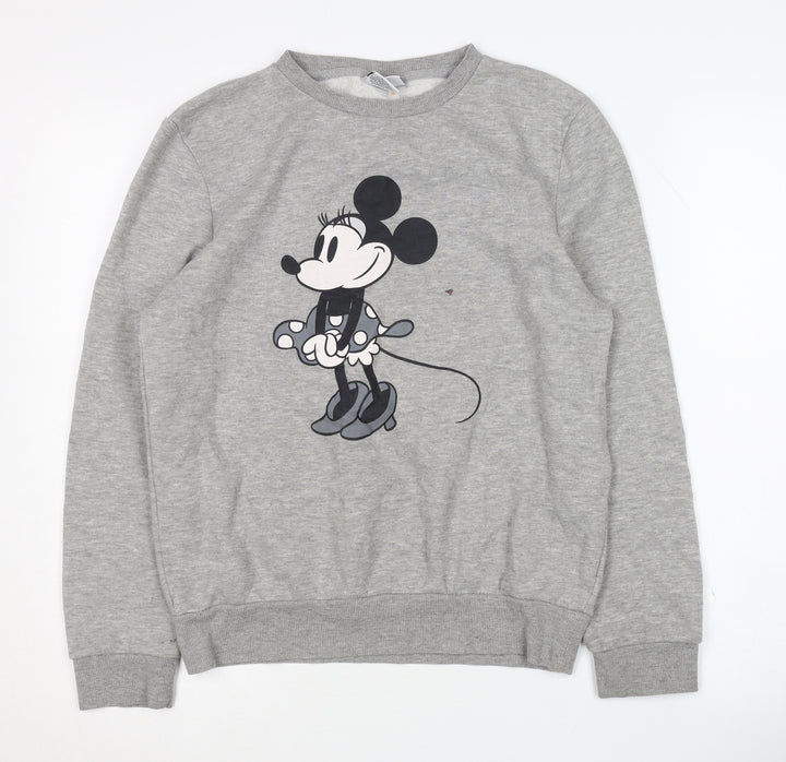 Disney Women's Grey S Pullover Crew Neck Sweatshirt