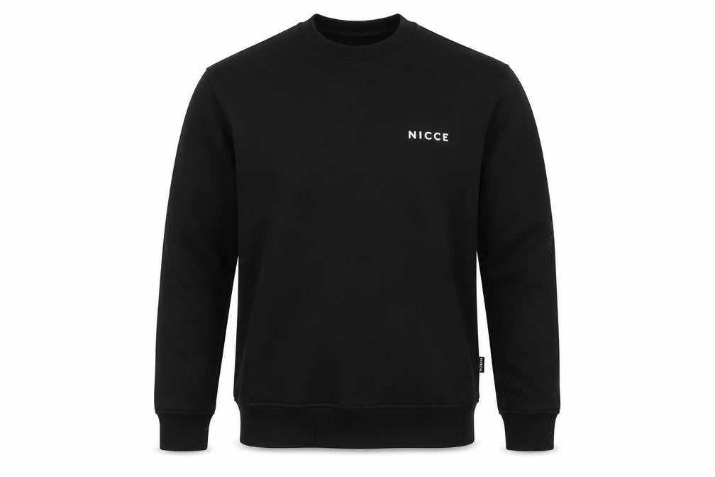 Front view of NICCE Men's Black Graphic Print Sweatshirt XS