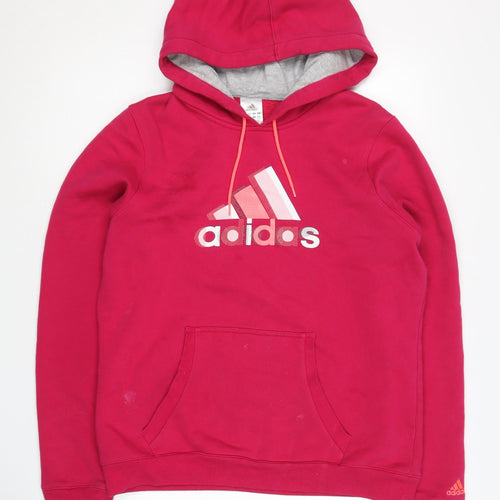 Adidas Women's Red Pullover Hoodie, Size 14, Logo Accent