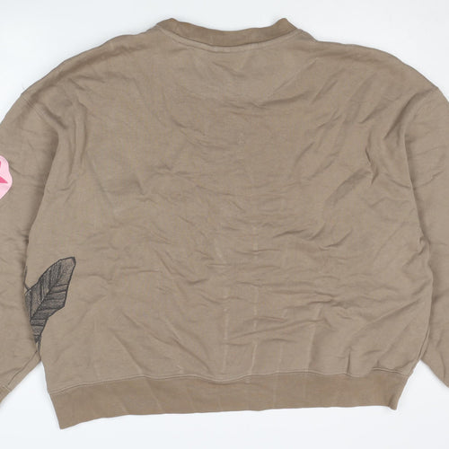 H&M Unisex Brown Pullover Sweatshirt L - Graphic Print Casual