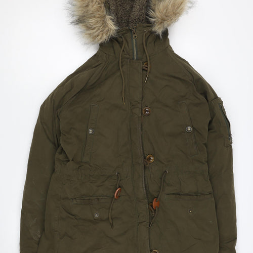 Fat Face Women's Green Hooded Parka Size 10 Regular