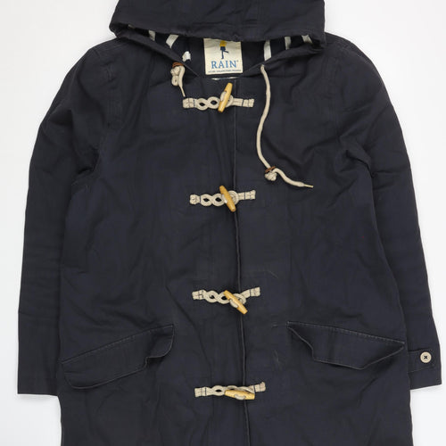 Rain Women's Black Hooded Toggle Rain Coat Size 16