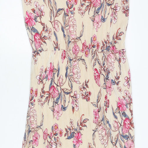 b.young Women's Beige Floral Polyester Dress M