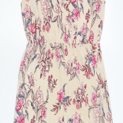 b.young Women's Beige Floral Polyester Dress M