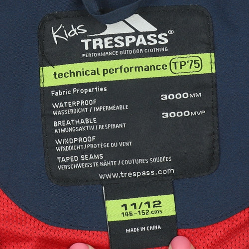Trespass Boys' Blue Waterproof Rain Coat, Size 11-12 Years