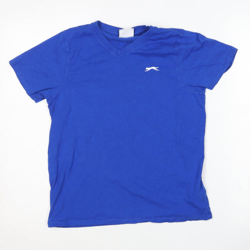 Slazenger Boys Blue T-Shirt, Size 13 Years, V-Neck, Logo Accent