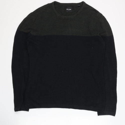 Only & Sons Men's Black Cotton Pullover Jumper Medium