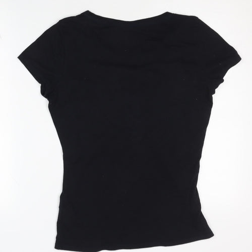 Hollister Women's Black Embroidered T-Shirt M