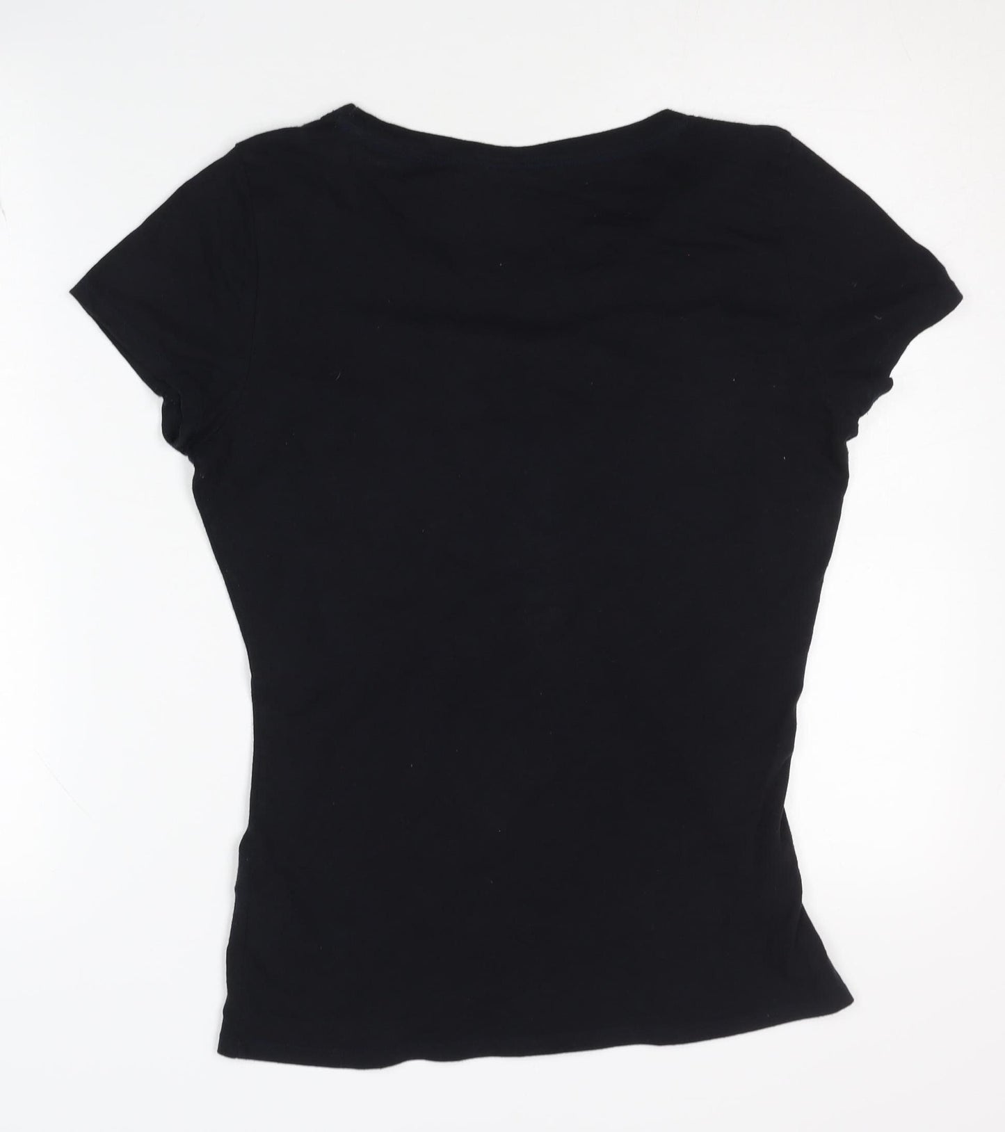 Hollister Women's Black Embroidered T-Shirt M