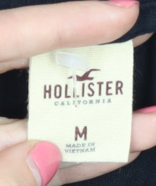 Hollister Women's Black Embroidered T-Shirt M