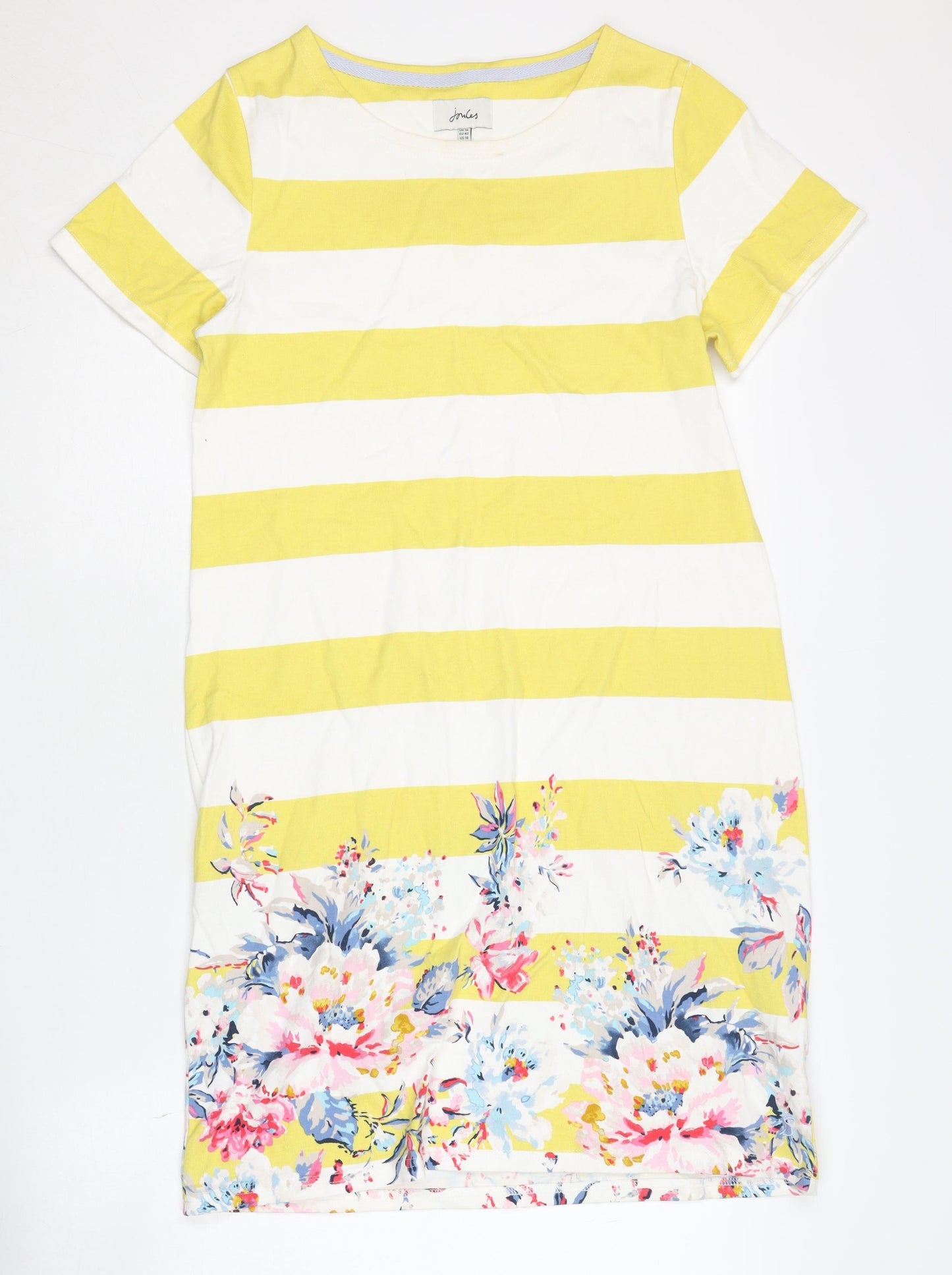 Joules Women’s Yellow Striped T-Shirt Dress Size 14