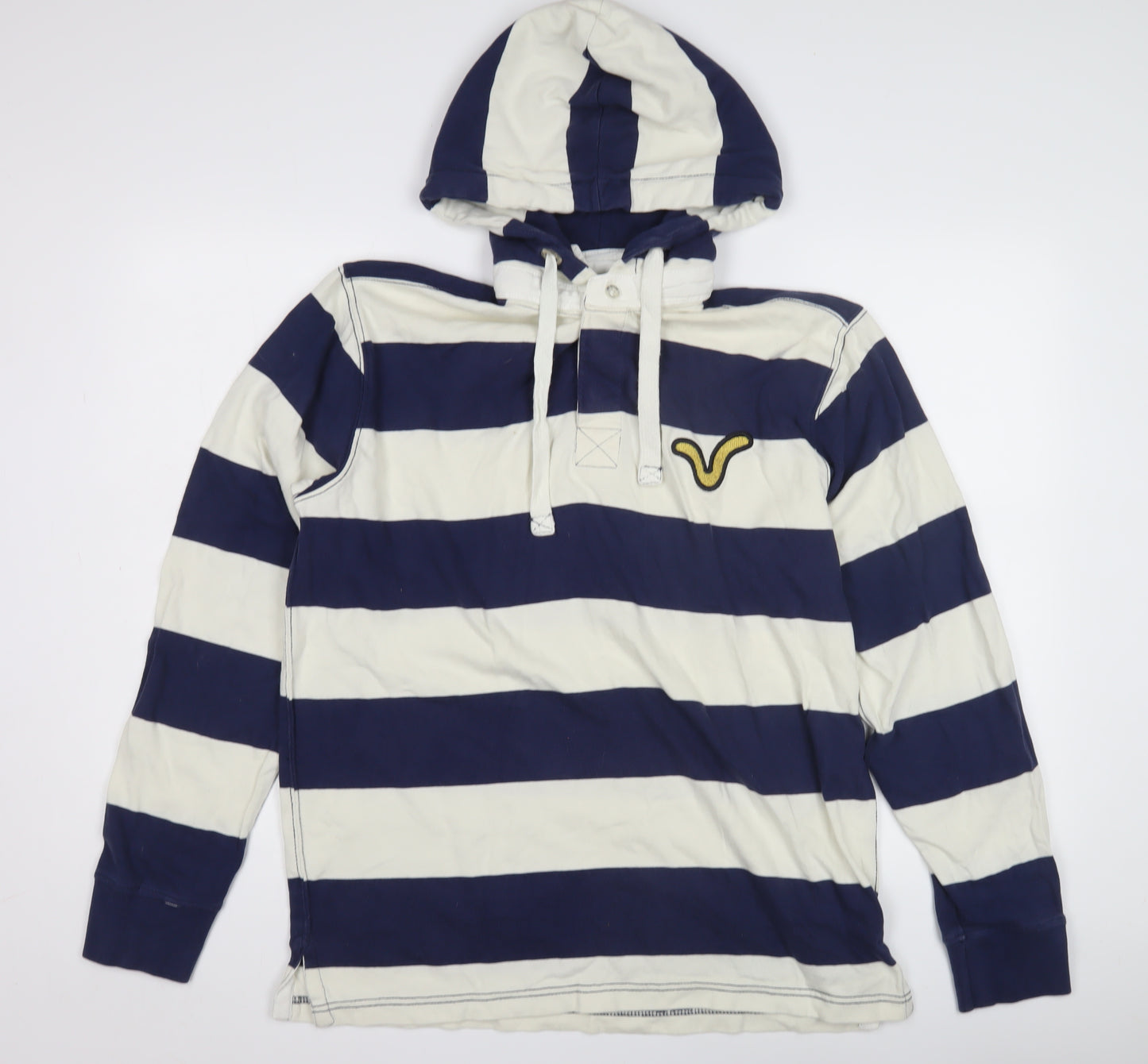 Voi Jeans Men's Blue Striped Pullover Hoodie L
