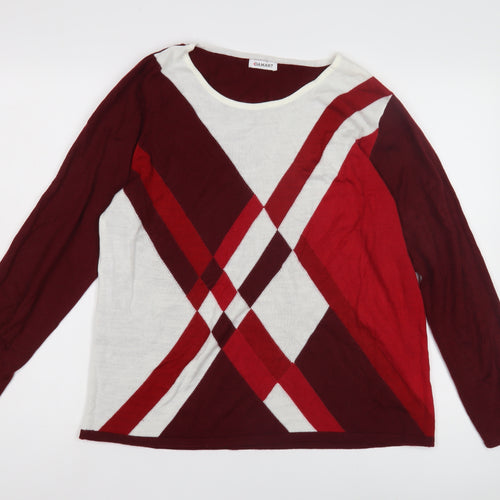 Damart Women's Red Argyle Pullover Jumper, L