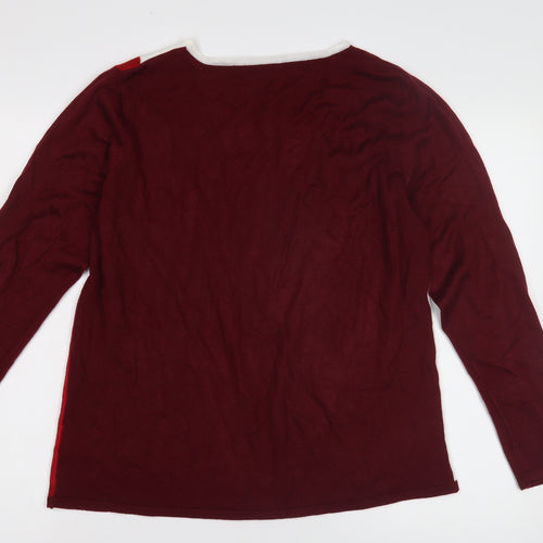 Damart Women's Red Argyle Pullover Jumper, L