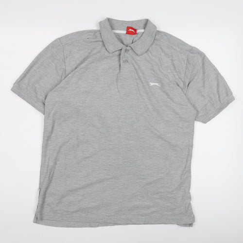 Slazenger Men's Grey Polo Shirt L Short Sleeve