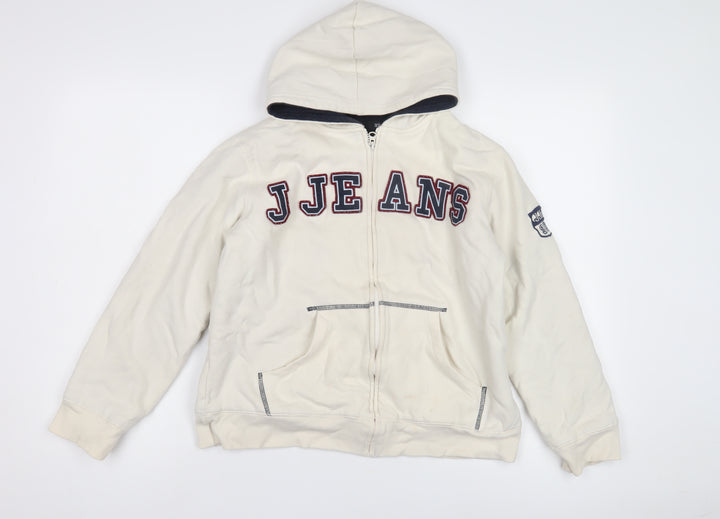 Jasper Conran Boys White Hoodie 13-14 Yrs Logo Full Zip Hooded