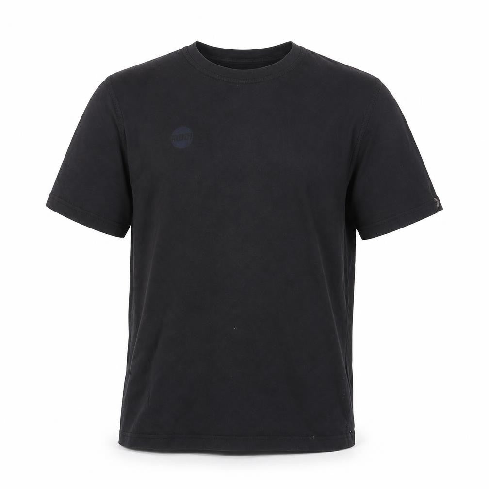 Front view of Moon Men's Black Crew Neck Short Sleeve T-Shirt M