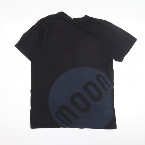Moon Men's Black Crew Neck Short Sleeve T-Shirt M