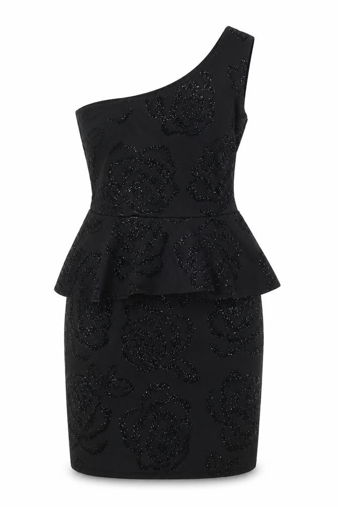 Front view of Quiz Women's Black One Shoulder Dress, size 12