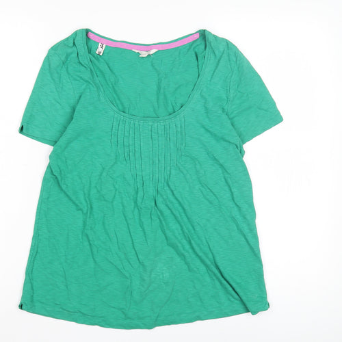 White Stuff Women's Green T-Shirt, Size 12, Casual, Scoop Neck