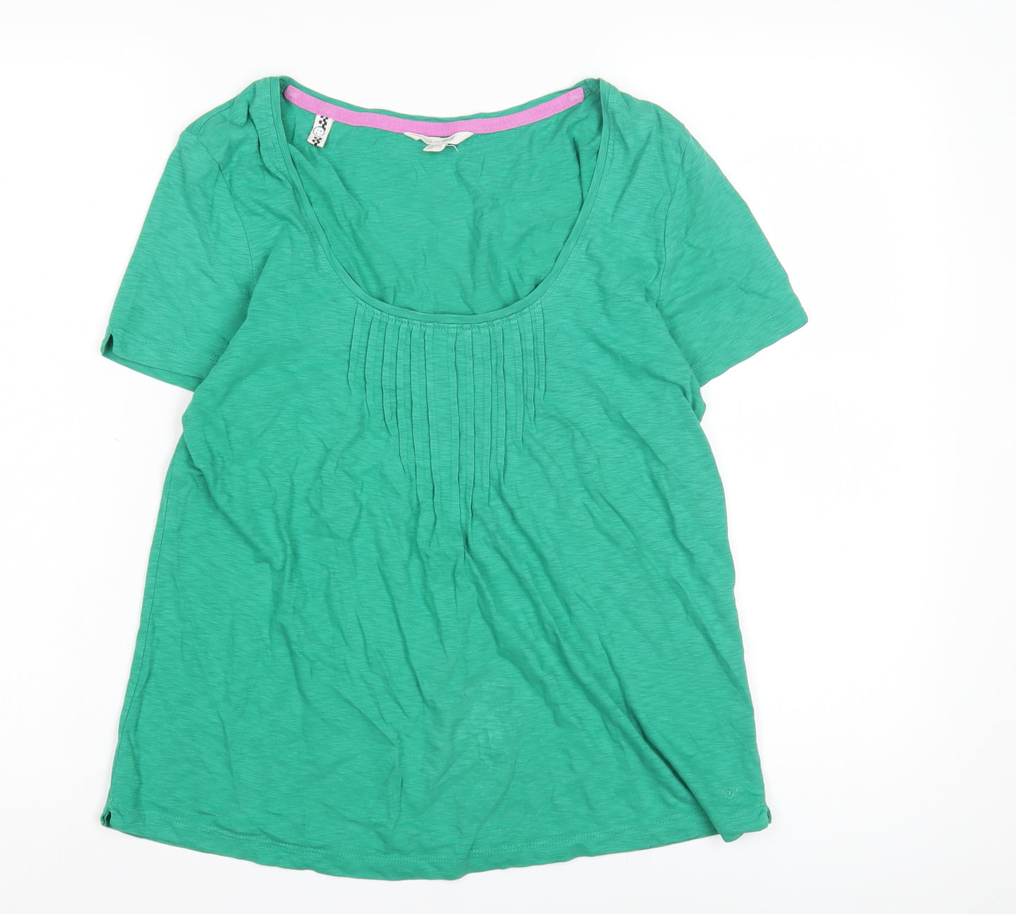 White Stuff Women's Green T-Shirt, Size 12, Casual, Scoop Neck