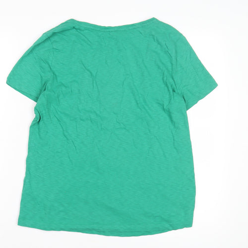 White Stuff Women's Green T-Shirt, Size 12, Casual, Scoop Neck