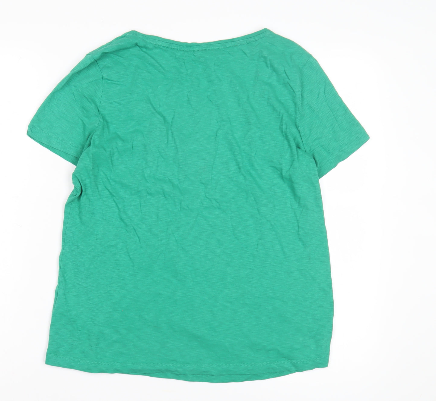 White Stuff Women's Green T-Shirt, Size 12, Casual, Scoop Neck