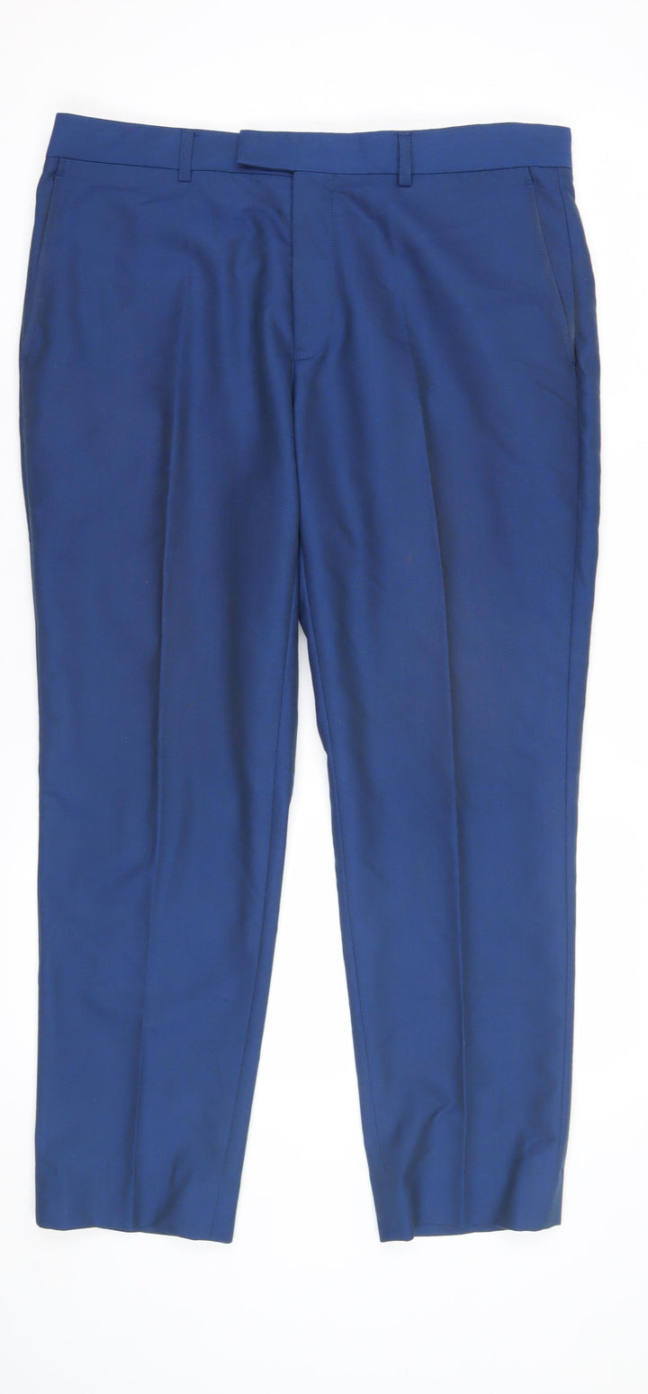 Fellini Men's Blue Slim Fit Suit Trousers 34S