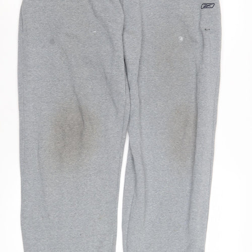 Reebok Men's Grey Sweatpants - Size L, Fleece, Relaxed Fit
