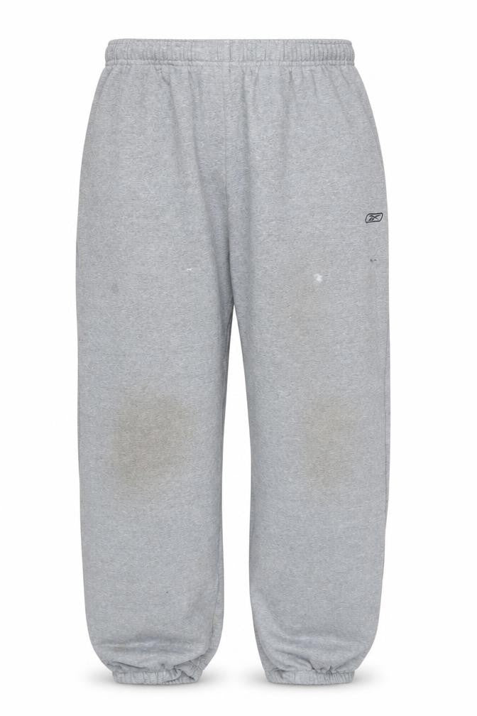 Front view of Reebok Men's Grey Sweatpants -, size L, Fleece, Relaxed Fit