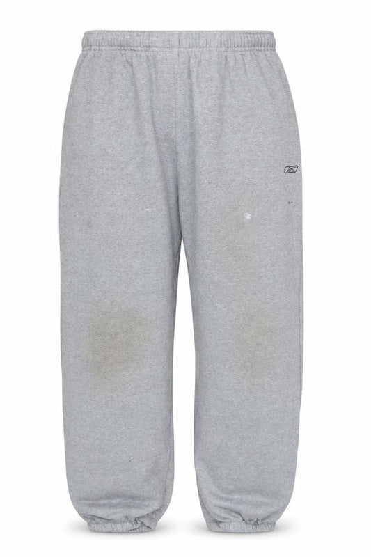 Front view of Reebok Men's Grey Sweatpants -, size L, Fleece, Relaxed Fit