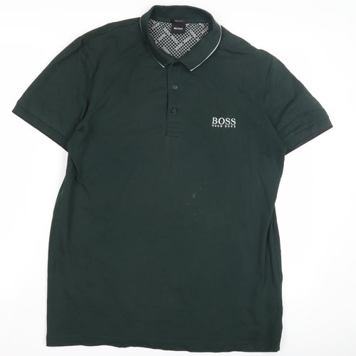 BOSS Men's Green Polo Shirt L Regular Fit