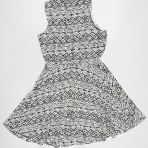 Superdry Women's Grey Geometric Knit Dress M