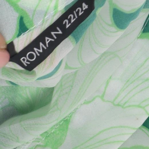 Roman Women's Green Floral Plus Size Cover Up