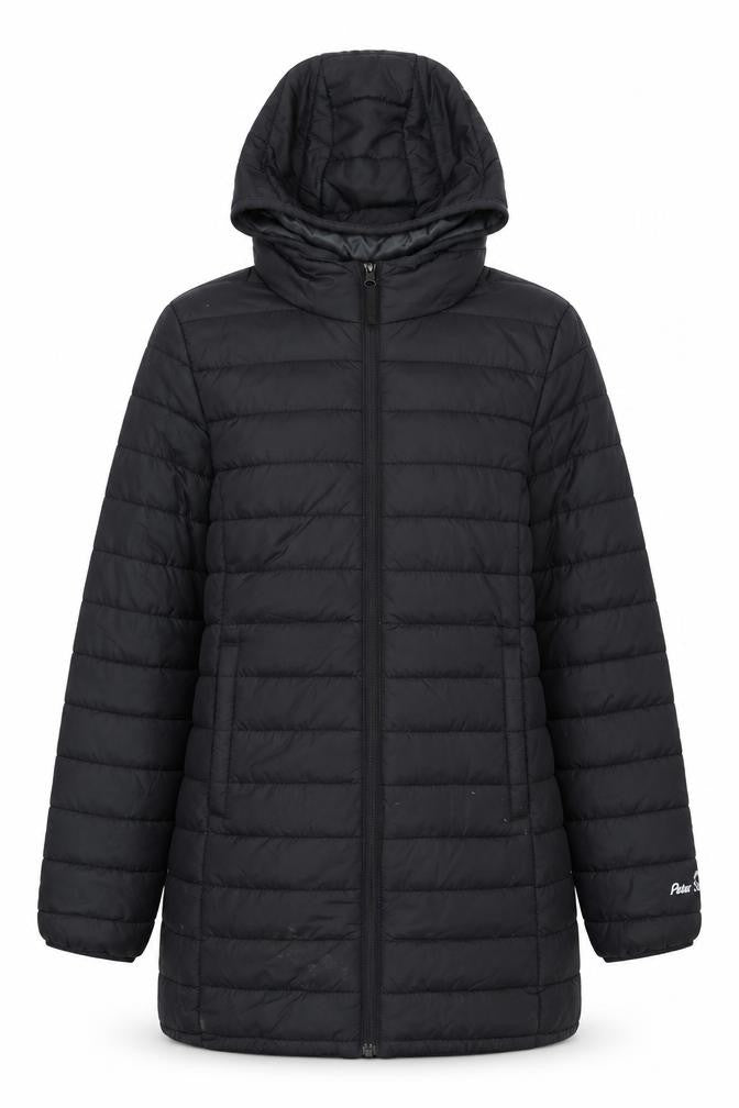 Front view of Peter Storm Women's Black Puffer Jacket, size 12, Hooded