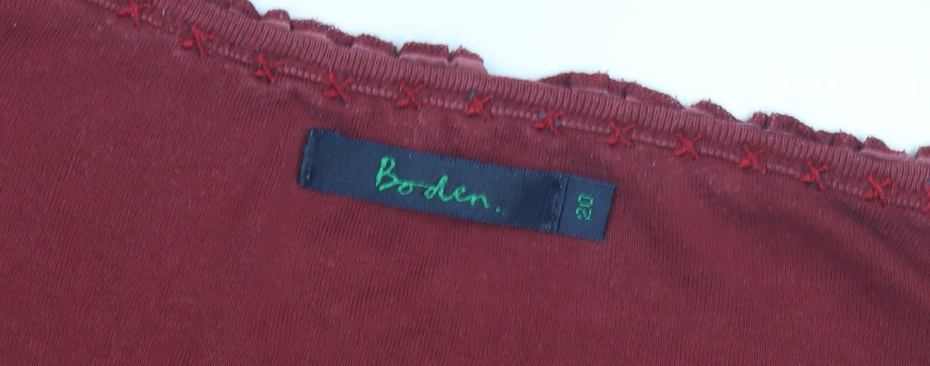 Boden Women's Red Long Sleeve Scoop Neck Top - Size 20