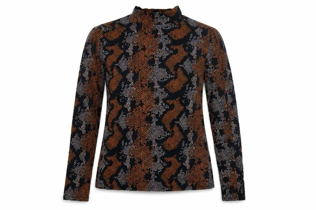 Front view of Warehouse Women’s Animal Print Top, size UK 14