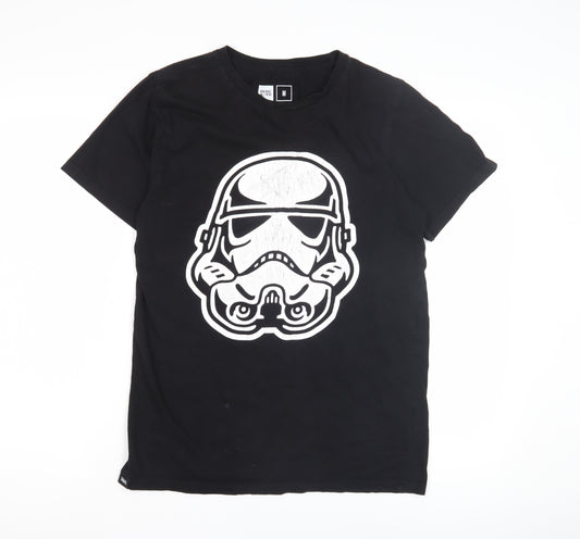 Front view of Dedicated Men's Black Star Wars T-Shirt M Movie Graphic